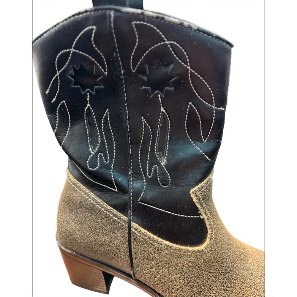 Sam & Libby Tan Black Leather Western Boots Women’s Size 6 1/2 - Picture 4 of 7